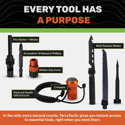 Tactical Hiking Stick - 15-in-1 Survival Multi-Tool for Outdoors
