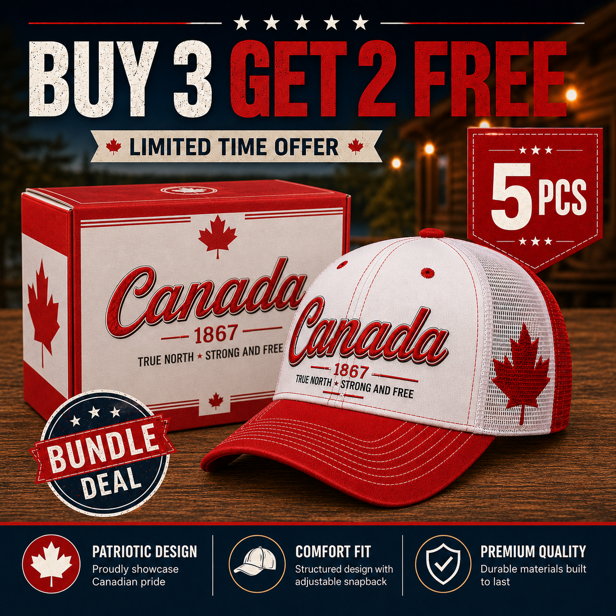 Canada Day Sale - Canada 1867 “True North” Patriotic Trucker Cap