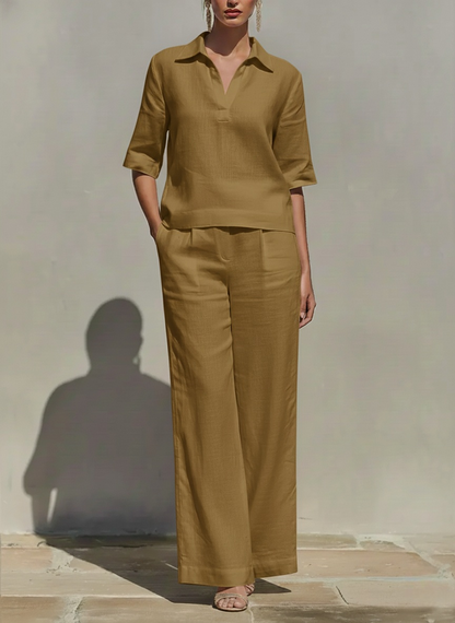 New Arrivals🔥Women's Solid Cotton Linen Two-Piece Set