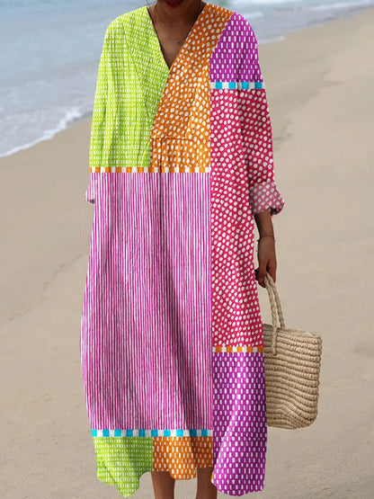 Women's Abstract Pattern Cotton Dress Lightweight Breathable Casual Daily Wear Dress