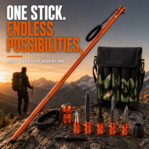 Tactical Hiking Stick - 15-in-1 Survival Multi-Tool for Outdoors